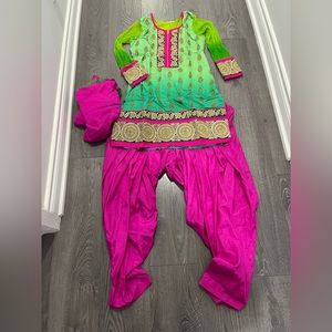 Lovely green and pink kurta and patiala